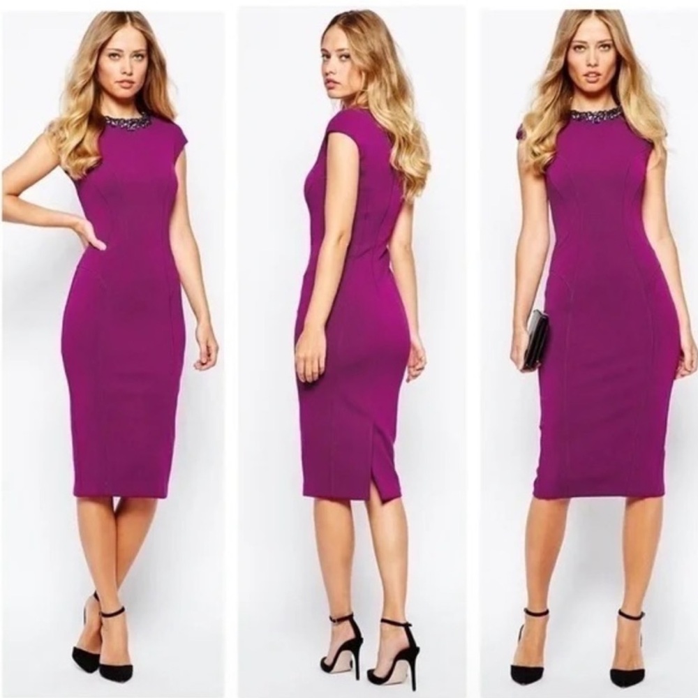 Ted Baker Dardee Plum Embellished Dress Sz 1 TB , US size 4